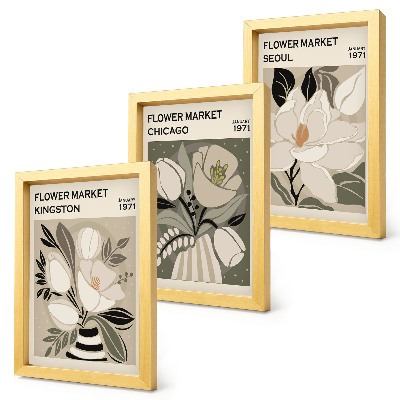 Photo frame wall Flowers from the Kingston, Chicago, and Seoul markets in retro style