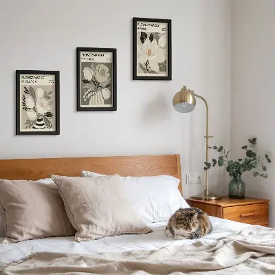 Photo frame wall featuring flowers from the Kingston, Chicago, and Seoul markets in a retro style