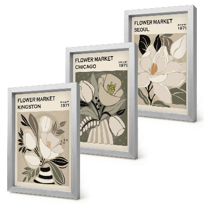 Photo frame wall Flowers from the Kingston, Chicago, and Seoul markets in retro style