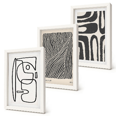 Framed triptych Abstract patterns with lines and textures on a light background