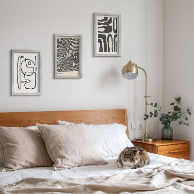 Framed triptych Abstract patterns with lines and textures on a light background