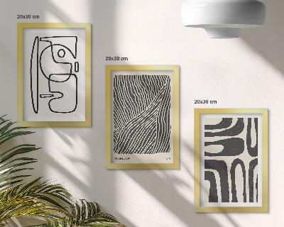 Framed triptych Abstract patterns with lines and textures on a light background