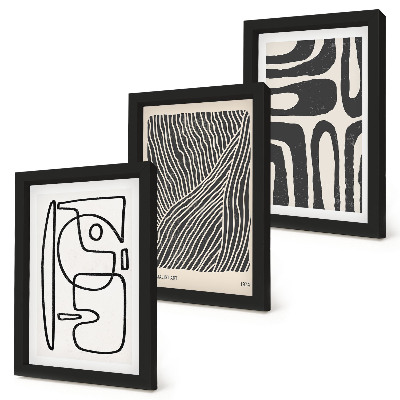 Framed triptych Abstract patterns with lines and textures on a light background