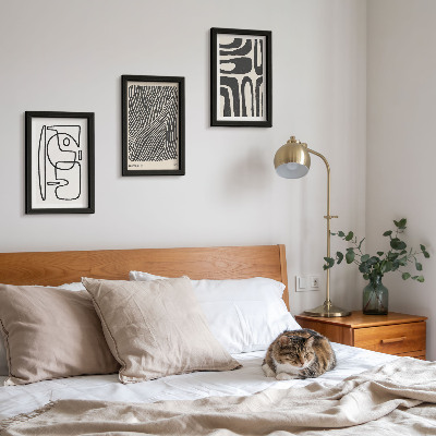 Framed triptych Abstract patterns with lines and textures on a light background