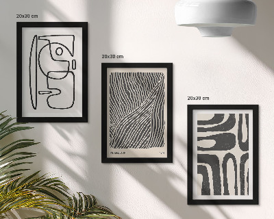 Framed triptych Abstract patterns with lines and textures on a light background