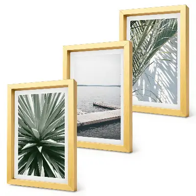 Photo frame wall palm leaves plant and wooden bridge motif
