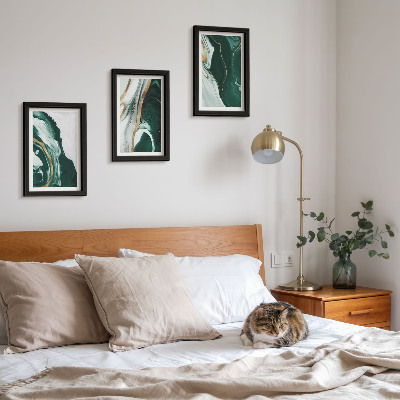 3-piece wall art set Abstract paint patterns in green and white