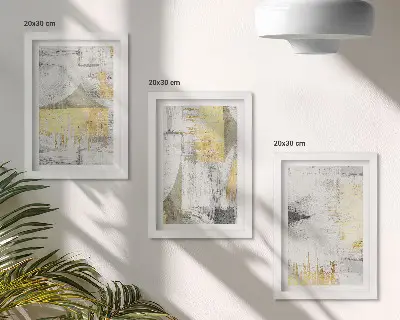 Photo frame wall with abstract minimalist painting patterns