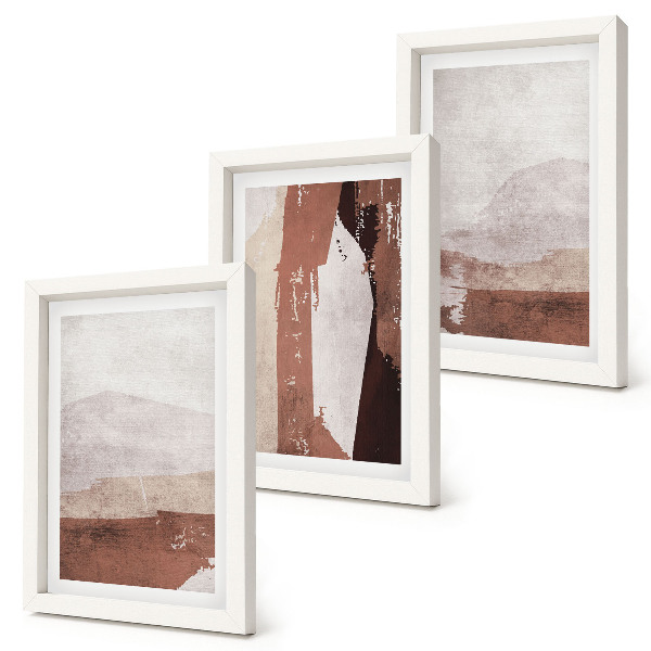 Framed triptych Abstract patterns in shades of brown and beige