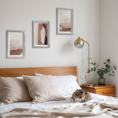 Framed triptych Abstract patterns in shades of brown and beige