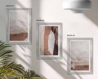 Framed triptych Abstract patterns in shades of brown and beige