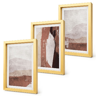 Framed triptych Abstract patterns in shades of brown and beige