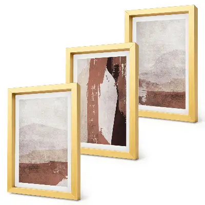 Abstract patterns in shades of brown and beige framed triptych