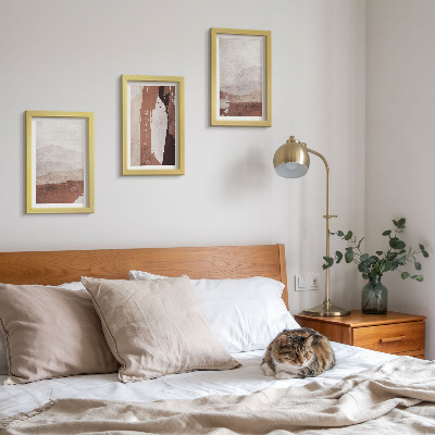 Framed triptych Abstract patterns in shades of brown and beige