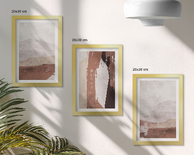 Framed triptych Abstract patterns in shades of brown and beige