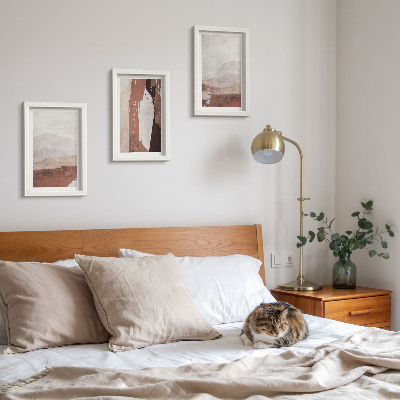 Framed triptych Abstract patterns in shades of brown and beige