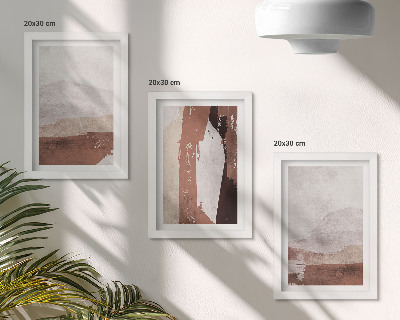 Framed triptych Abstract patterns in shades of brown and beige