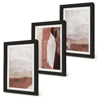 Framed triptych Abstract patterns in shades of brown and beige