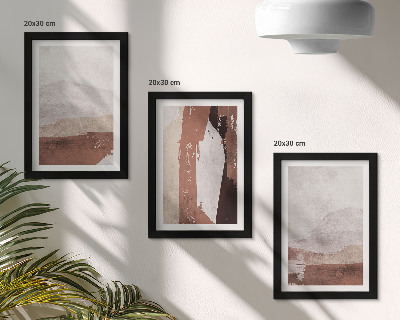 Framed triptych Abstract patterns in shades of brown and beige