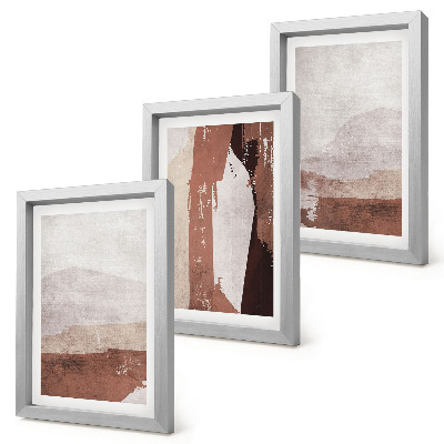 Framed triptych Abstract patterns in shades of brown and beige