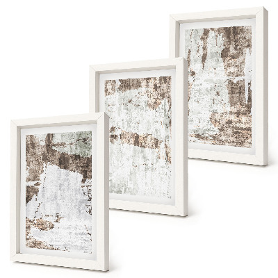 3-piece wall art set Abstract patterns in shades of white and brown