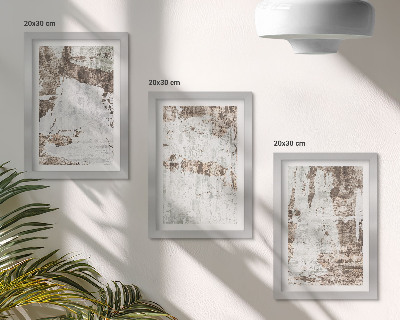 3-piece wall art set Abstract patterns in shades of white and brown