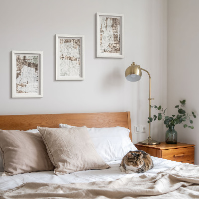 3-piece wall art set Abstract patterns in shades of white and brown