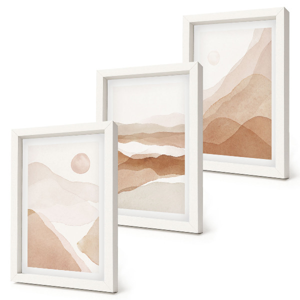 Photo frame wall Abstract landscapes in shades of brown and beige