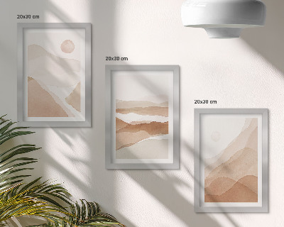 Photo frame wall Abstract landscapes in shades of brown and beige