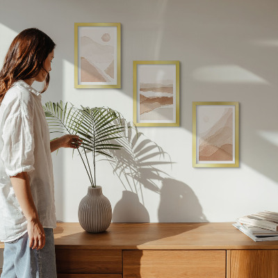 Photo frame wall Abstract landscapes in shades of brown and beige