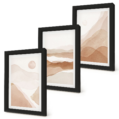 Photo frame wall Abstract landscapes in shades of brown and beige