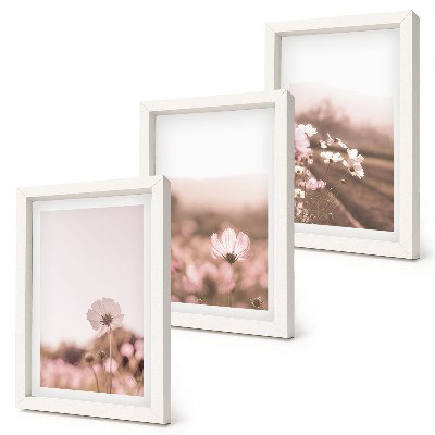 Framed triptych Wildflowers in the meadows in summer, romantic landscapes