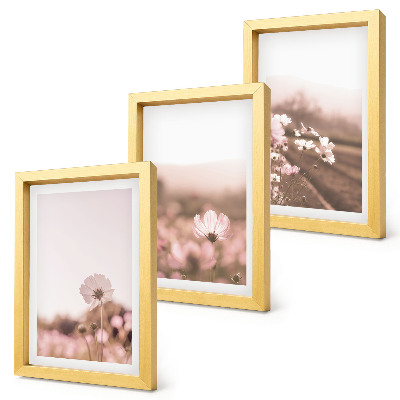 Framed triptych Wildflowers in the meadows in summer, romantic landscapes