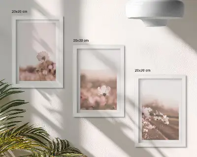 Wildflowers in summer meadows landscape triptych framed wall art