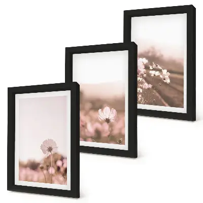Wildflowers in summer meadows landscape triptych framed wall art