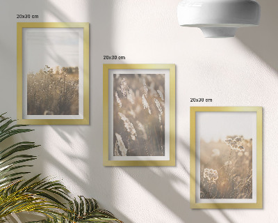 3-piece wall art set A landscape with grasses and flowers in warm shades