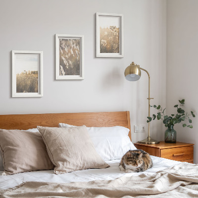 3-piece wall art set A landscape with grasses and flowers in warm shades