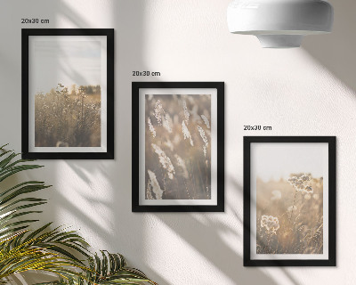 3-piece wall art set A landscape with grasses and flowers in warm shades
