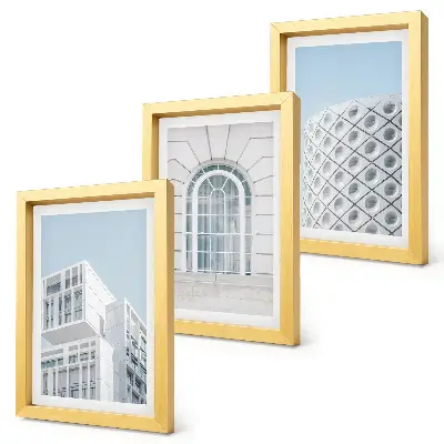 Photo frame wall in a modern minimalist architectural style