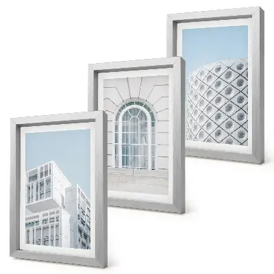 Photo frame wall in a modern minimalist architectural style