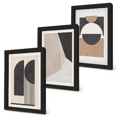 Photo frame wall Abstract shapes in shades of beige and brown