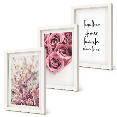 3-piece wall art set Flowers and bouquets of roses with a homemade inscription