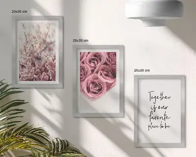 3-piece wall art set flowers and bouquets of roses with a handwritten inscription