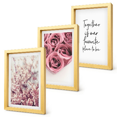 3-piece wall art set Flowers and bouquets of roses with a homemade inscription