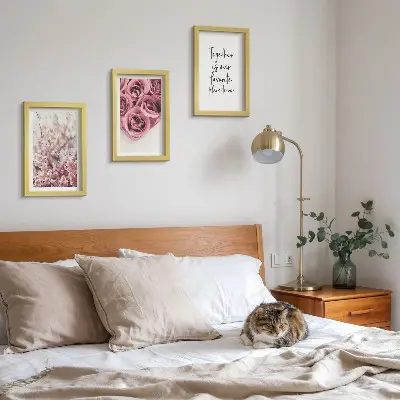3-piece wall art set flowers and bouquets of roses with a handwritten inscription