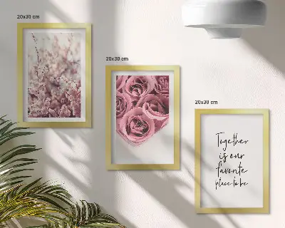 3-piece wall art set flowers and bouquets of roses with a handwritten inscription