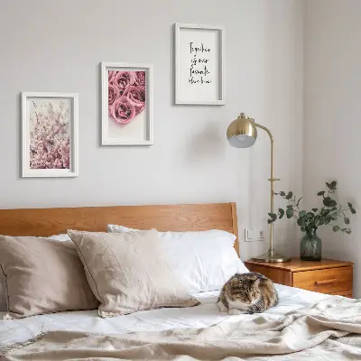 3-piece wall art set flowers and bouquets of roses with a handwritten inscription