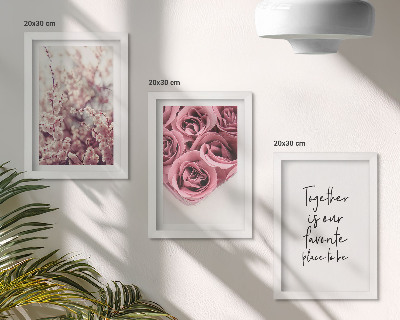 3-piece wall art set Flowers and bouquets of roses with a homemade inscription