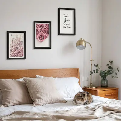 3-piece wall art set flowers and bouquets of roses with a handwritten inscription