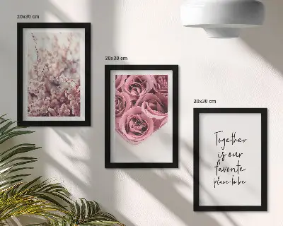 3-piece wall art set flowers and bouquets of roses with a handwritten inscription